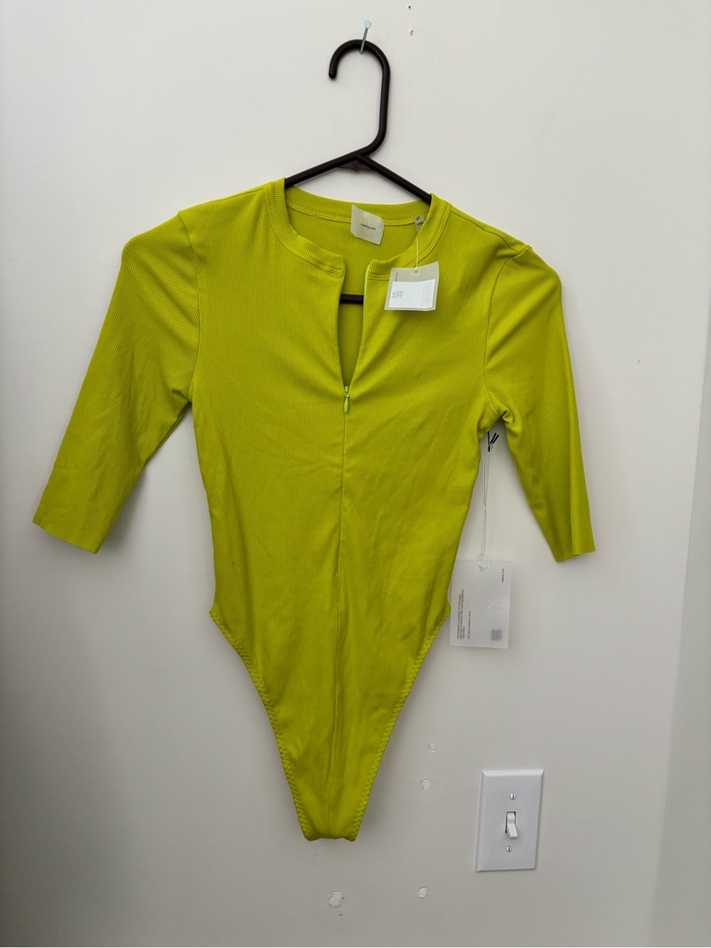 Lime green 1/4 zip body suit